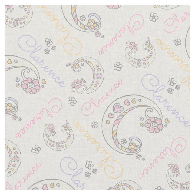 Monogram Clarence brev C namn Tyg (Närbild)