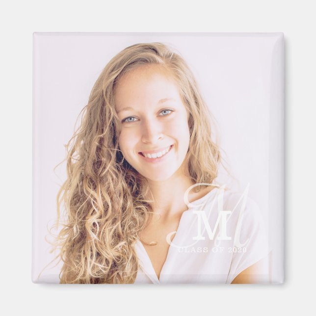 Monogram Class Year Anpassningsbar Photo Studenten Magnet (Framsidan)
