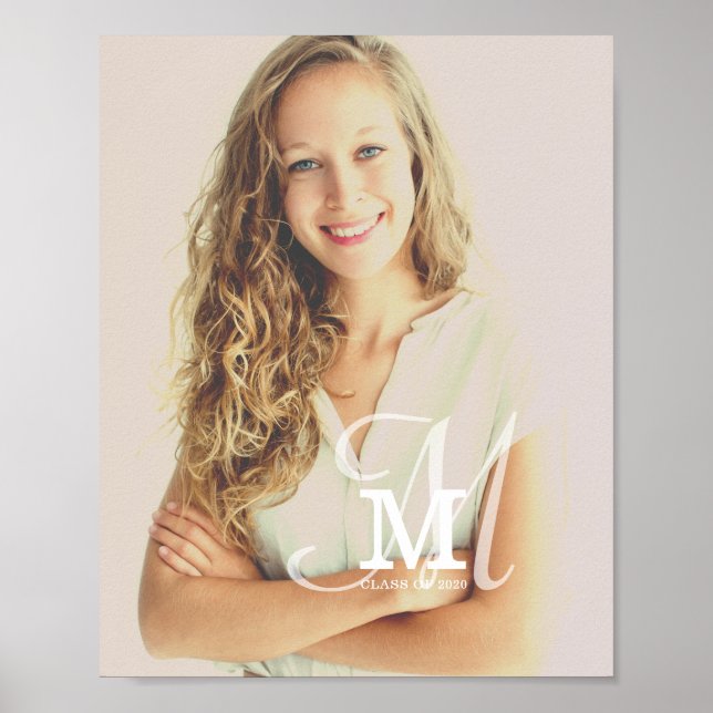 Monogram Class Year Anpassningsbar Photo Studenten Poster (Framsidan)