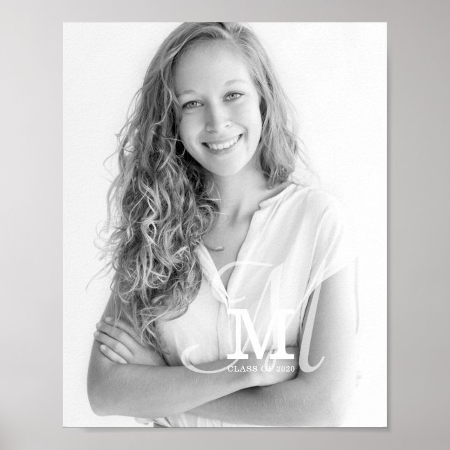 Monogram Class Year Anpassningsbar Photo Studenten Poster (Framsidan)