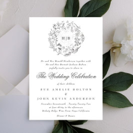 Monogram Classic Botanical Blommigt Bröllop Inbjudningar