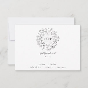 Monogram Classic Botanical Blommigt Bröllop OSA Kort