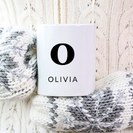 Monogram Classic Elegant 2 Svartvit initialt Kaffemugg