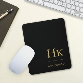 Monogram Classic Elegant Black Guld Initialer Musmatta
