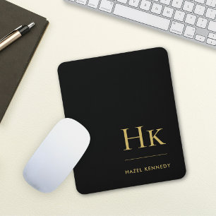 Monogram Classic Elegant Black Guld Initialer Musmatta