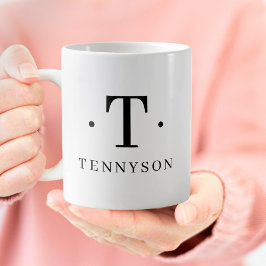 Monogram Classic Elegant Black White Namn Kaffemugg