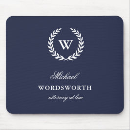 Monogram Classic Elegant Business Blue Mousepad Musmatta