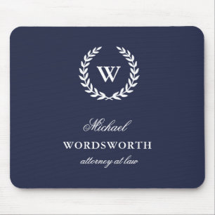 Monogram Classic Elegant Business Blue Mousepad Musmatta