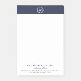 Monogram Classic Elegant Business Post-it® Notes Post-it Block