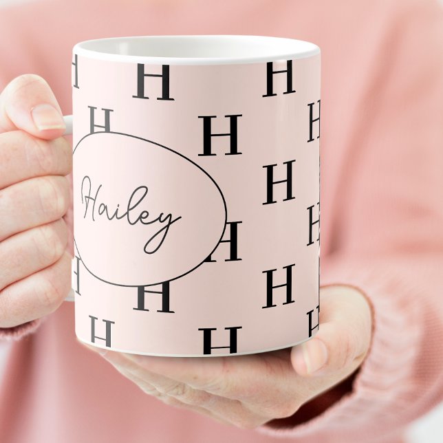 Monogram Classic Elegant Cute Script Namn Kaffemugg (Skapare uppladdad)
