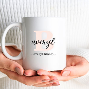 Monogram Classic Elegant Girly Calligraphy Initial Kaffemugg