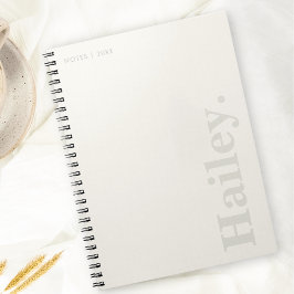 Monogram Classic Elegant Minimal ivoriansk vit Nam Anteckningsbok