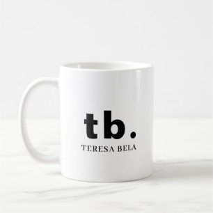 Monogram Classic Elegant Minimal Svart och Vitt Kaffemugg