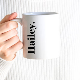 Monogram Classic Elegant Minimal svart vit Namn Kaffemugg