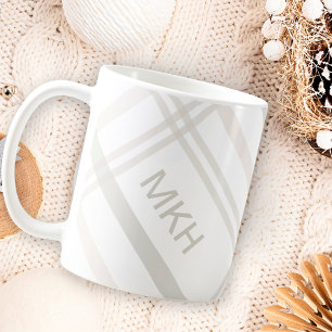 Monogram Classic Elegant Minimal vit Play Namn Kaffemugg