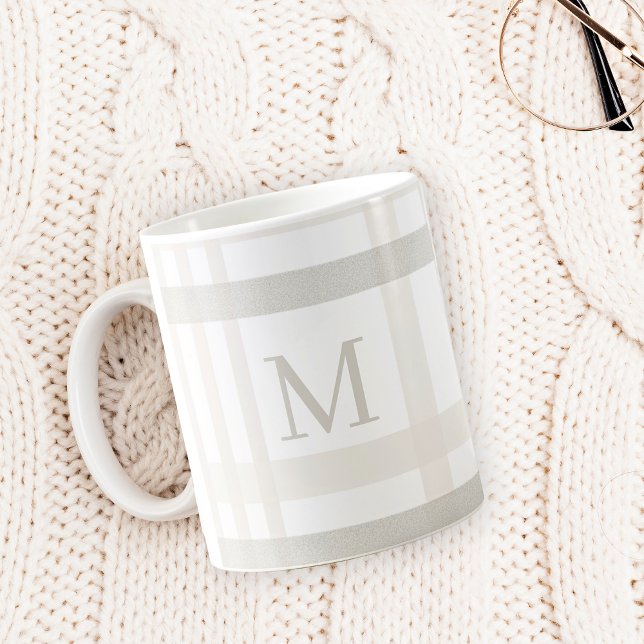 Monogram Classic Elegant Minimal vit Play Namn Kaffemugg (Skapare uppladdad)