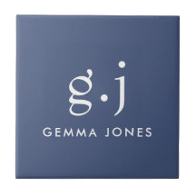 Monogram Classic Elegant - minimalt dammblått vitt