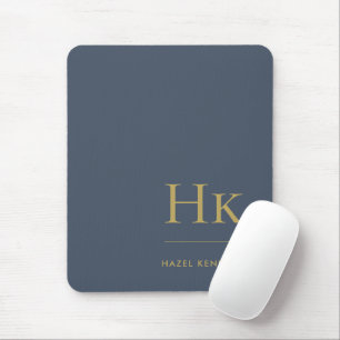 Monogram Classic Elegant Navy Blue Guld Initialer Musmatta