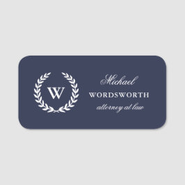 Monogram Classic Elegant Professionell Blue Namnbricka