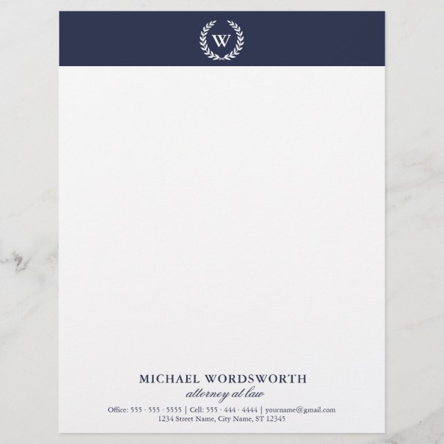 Monogram Classic Elegant Professionell Letterhead Brevhuvud (Framsida)