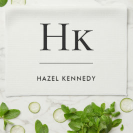 Monogram Classic Enkel Elegant Elfenbensvit Kökshandduk