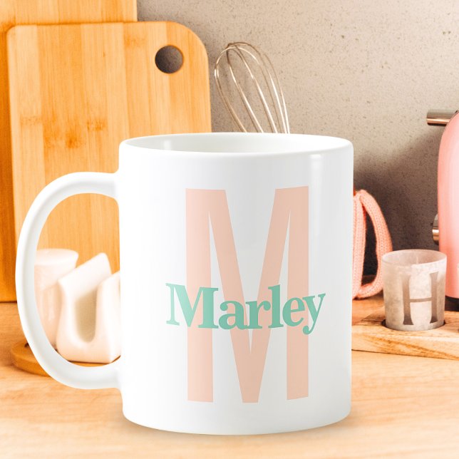 Monogram Classic Fold Cute Initial Namn Anpassning Kaffemugg (Skapare uppladdad)