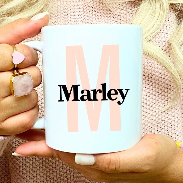 Monogram Classic Fold Cute Initial Namn Anpassning Kaffemugg (Skapare uppladdad)