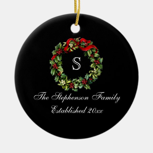 Monogram Classic Holly Wandeand Anpassningsbar jul Julgransprydnad Keramik (Framsidan)