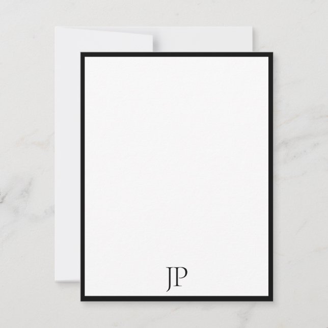 Monogram Classic i handskriven Elegant Anteckningskort (Framsida)