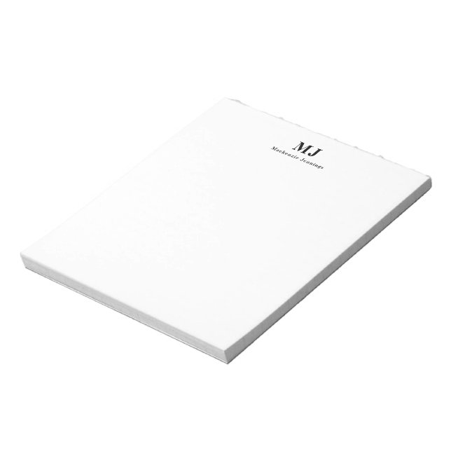 Monogram Classic Initialer Namn Note Pad Anteckningsblock (Roterad)