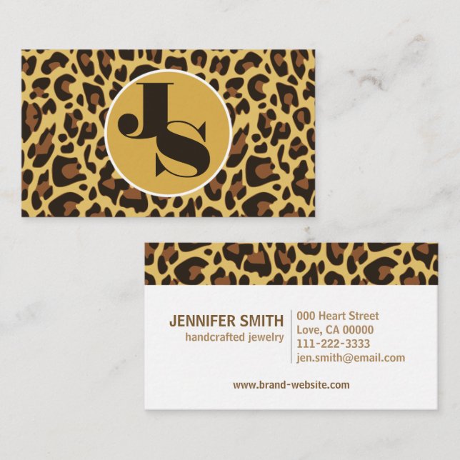 Monogram Classic Leopard Skriv ut Rockabilly Mönst Visitkort (Fram/baksida)