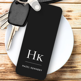 Monogram Classic Modern Minimalist Black and White Nyckelring