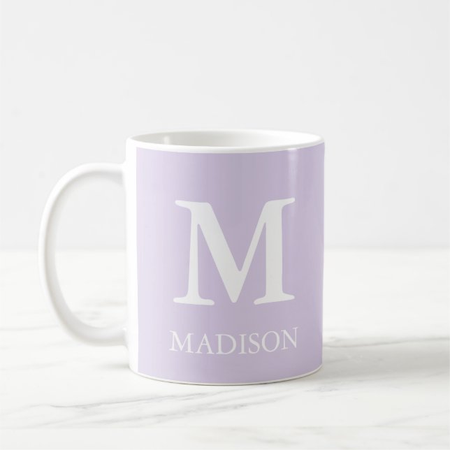 Monogram Classic Modern Minimalist Lavender Kaffemugg (Vänster)