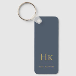 Monogram Classic Modern Minimalist Navy och Guld Nyckelring