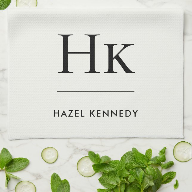 Monogram Classic Simple  Elegant Ivory White Kökshandduk (Vikta)