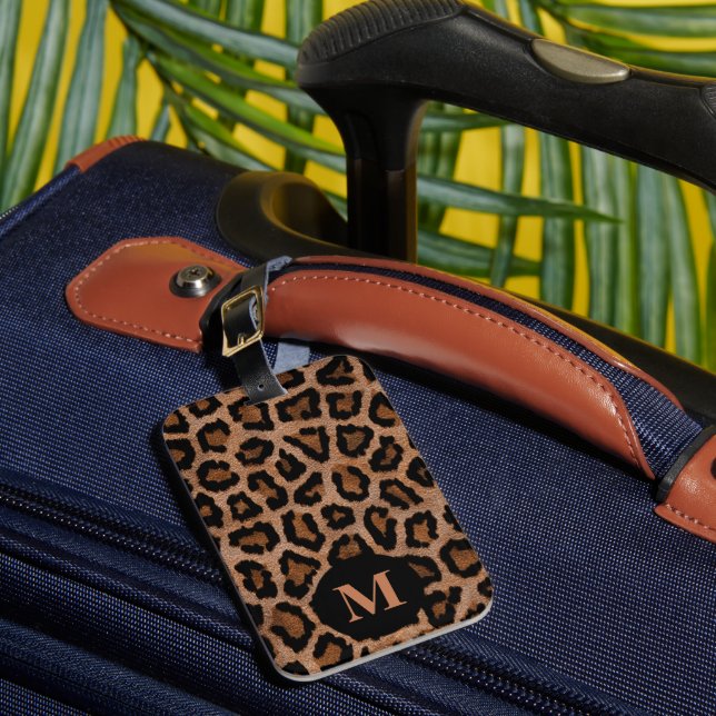 Monogram Classic Svart / Brun Leopardycklad tryck Bagagebricka (Framsida Insitu 1)