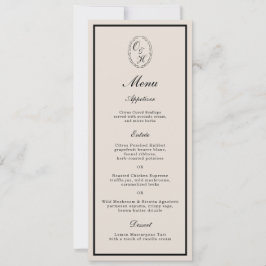 Monogram Classic Wedding Classic Long Menu Card Inbjudningar