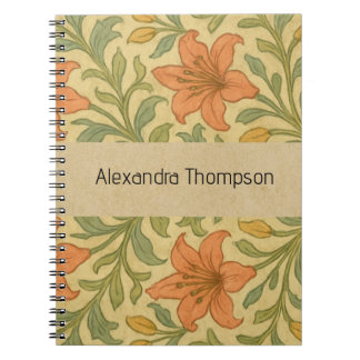 Monogram classic William Morris Rustic vintage Anteckningsbok