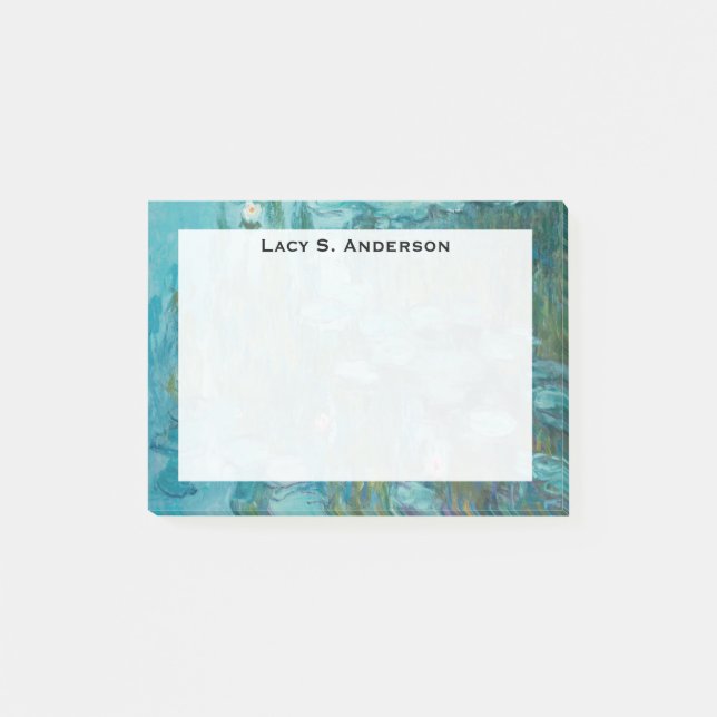 Monogram Claude Monet, Vattenliljor, 1915, Aqua Post-it Block (Framsida)