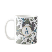 Monogram Clematis Vine Elegant Grönt Blue Blommigt