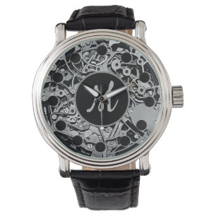 Monogram Clockwork Gears Silver Wrist Watch Armbandsur