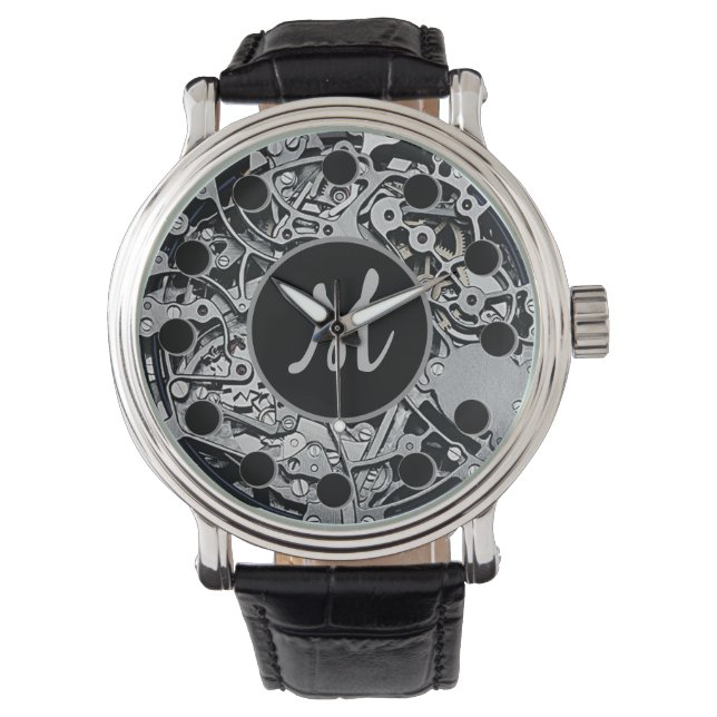 Monogram Clockwork Gears Silver Wrist Watch Armbandsur (Framsida)