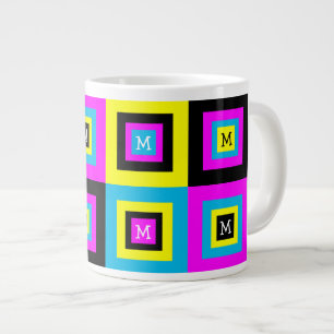 Monogram CMYK för geometriska kvadrater Jumbo Mugg