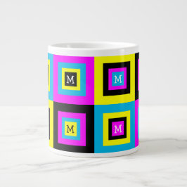 Monogram CMYK för geometriska kvadrater Jumbo Mugg