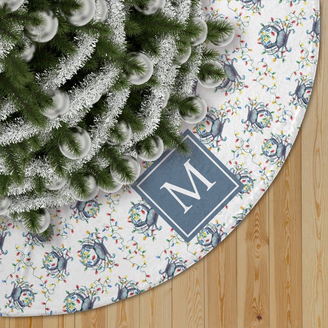 Monogram Coastal Crab Christmas Lights Julgransmatta Borstad Polyester (Skapare uppladdad)