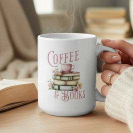 Monogram Coffee and Books Floral  Kaffemugg