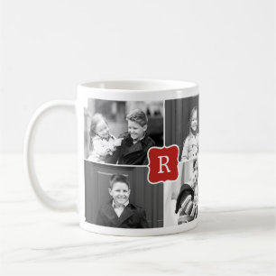 Monogram Collage Anpassningsbar Photo Mugg - Red