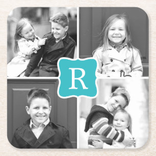 Monogram Collage Anpassningsbar Photo Underläggs - Underlägg Papper Kvadrat
