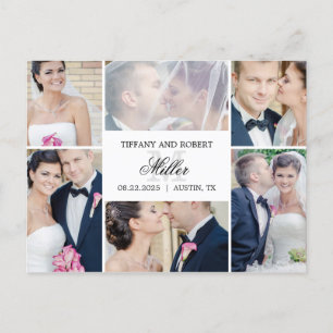 Monogram Collage Bröllop annons Elopement Vykort