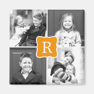 Monogram Collage Personlig Photo Magnet - Orang